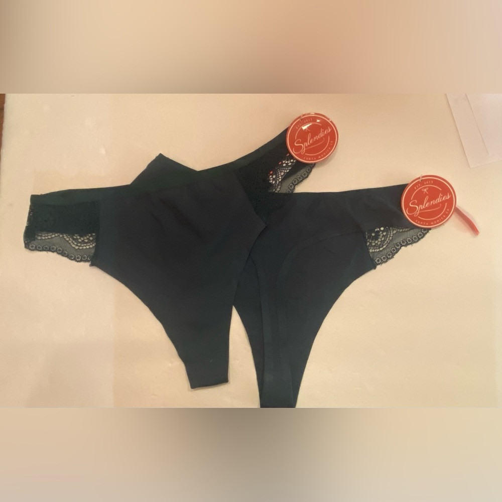 Splendies‎ Forest Green Lace Trim Thong Underwear Set SP228O Size XL NWT